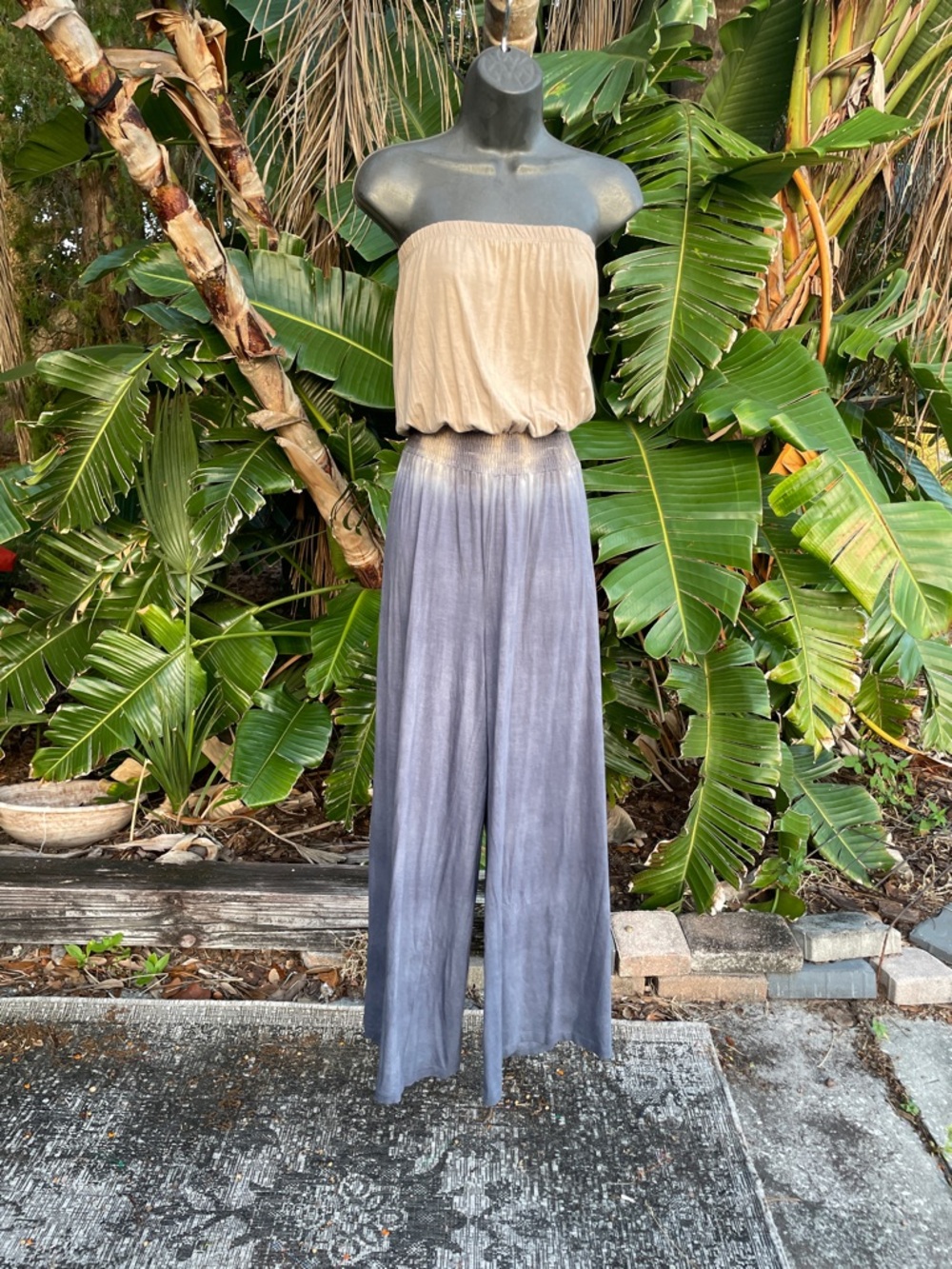 strapless ombré  wide leg  jumpsuit
